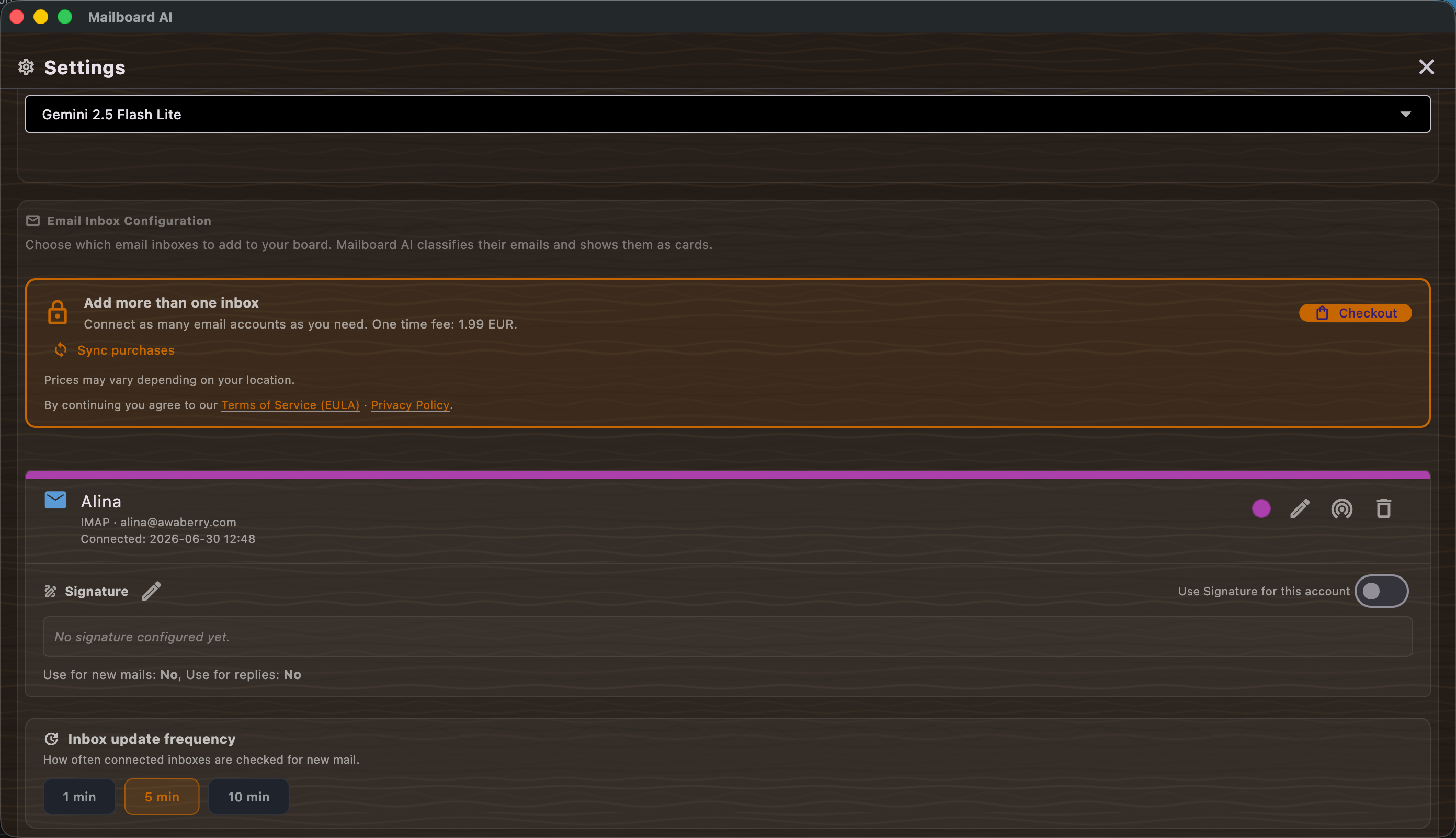 inboxes/imap screenshot
